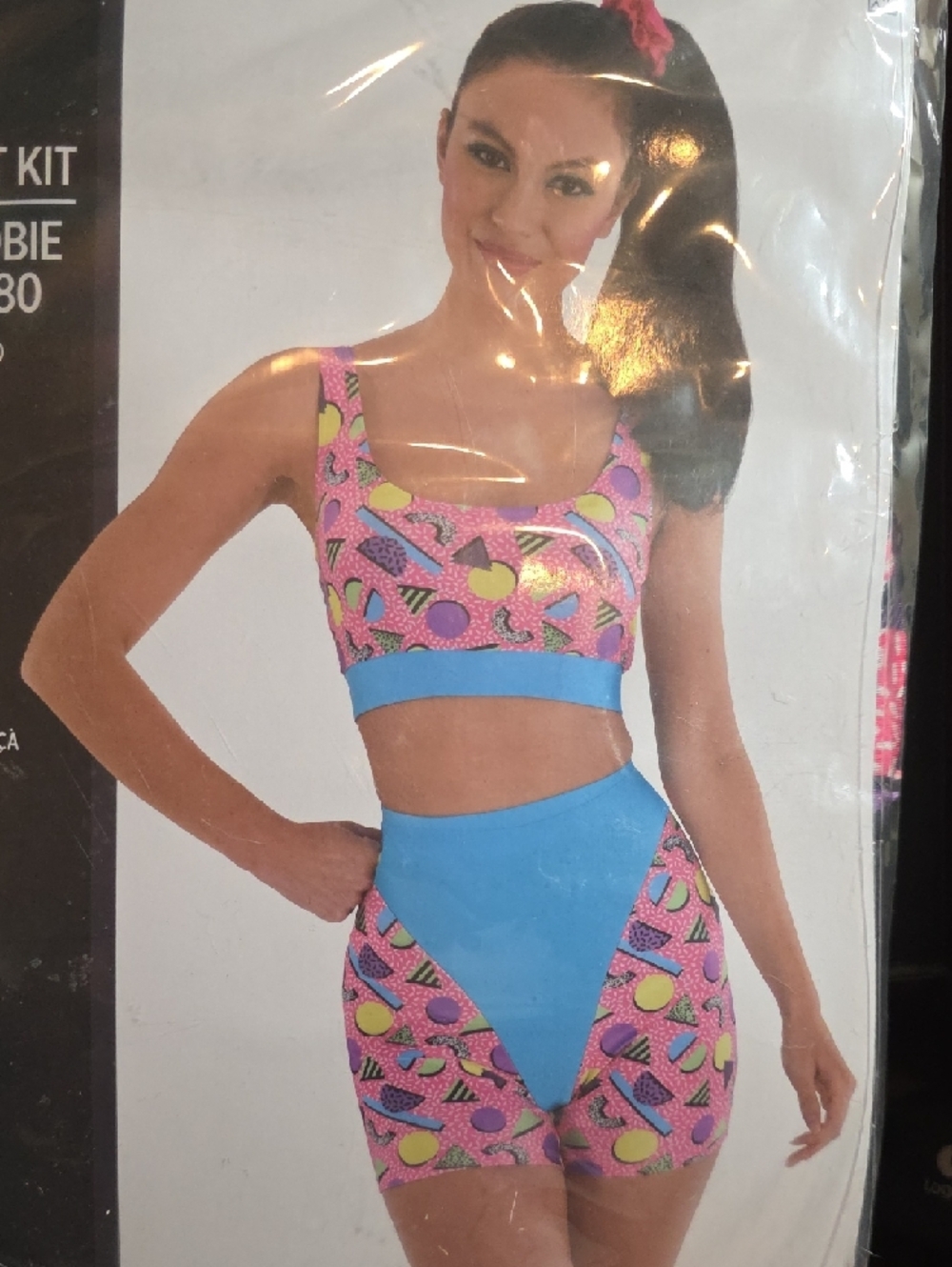 Amscan Pink & Blue 80's Workout Kit Two-Piece Costume - Picture 3 of 6